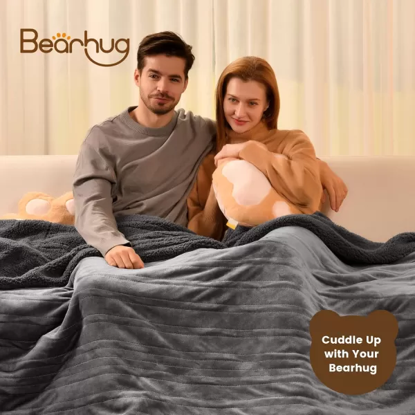 Bearhug Heated Throw Blanket Fast Heating Electric Blanket Over Heat Protect and ETC Certified GrayVelvet ampamp Sherpa Twin Size 62quot  84quotGrayvelvet  Sherpa