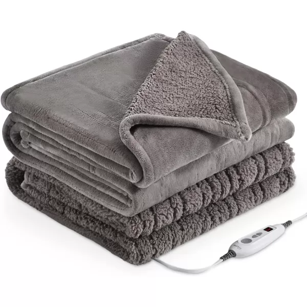 Bearhug Heated Throw Blanket Fast Heating Electric Blanket Over Heat Protect and ETC Certified GrayVelvet ampamp Sherpa Twin Size 62quot  84quotTaupevelvet  Sherpa