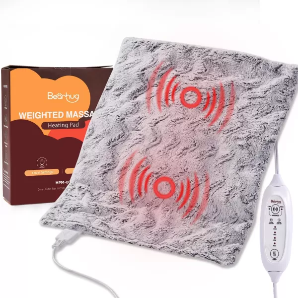 Bearhug Heating Pad with Massager 1733 Vibrating Heating Pad for Back Leg Shoulder Pain 4 Massage Modes and Heat Levels 2H Auto ShutOff Targeted Relief for Soft Faux FurDreamy Milky Way