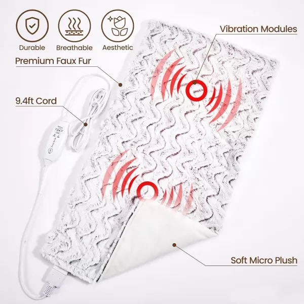 Bearhug Heating Pad with Massager 1733 Vibrating Heating Pad for Back Leg Shoulder Pain 4 Massage Modes and Heat Levels 2H Auto ShutOff Targeted Relief for Soft Faux FurDreamy Milky Way