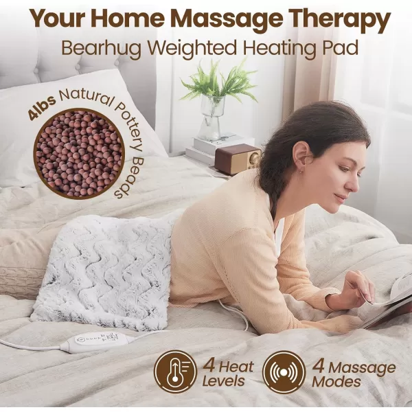 Bearhug Heating Pad with Massager 1733 Vibrating Heating Pad for Back Leg Shoulder Pain 4 Massage Modes and Heat Levels 2H Auto ShutOff Targeted Relief for Soft Faux FurDreamy Milky Way