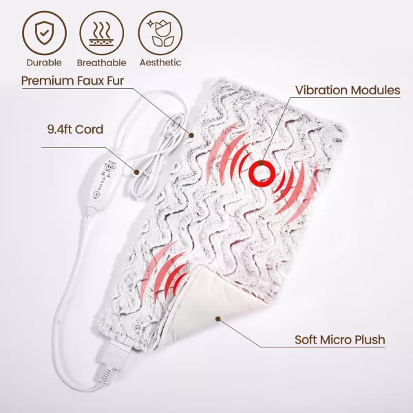 Bearhug Heating Pad with Massager 1733 Vibrating Heating Pad for Back Leg Shoulder Pain 4 Massage Modes and Heat Levels 2H Auto ShutOff Targeted Relief for Soft Faux FurDreamy Milky Way