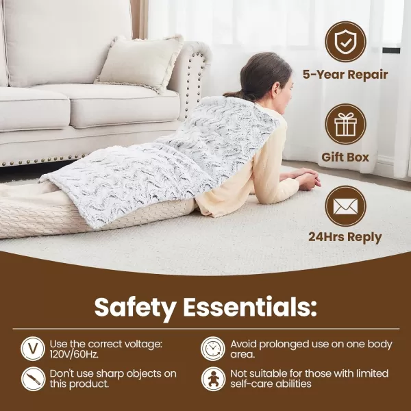 Bearhug Heating Pad with Massager 1733 Vibrating Heating Pad for Back Leg Shoulder Pain 4 Massage Modes and Heat Levels 2H Auto ShutOff Targeted Relief for Soft Faux FurDreamy Milky Way