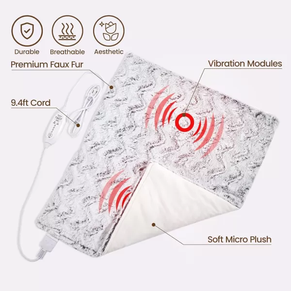Bearhug Heating Pad with Massager 1733 Vibrating Heating Pad for Back Leg Shoulder Pain 4 Massage Modes and Heat Levels 2H Auto ShutOff Targeted Relief for Soft Faux FurDreamy Milky Way