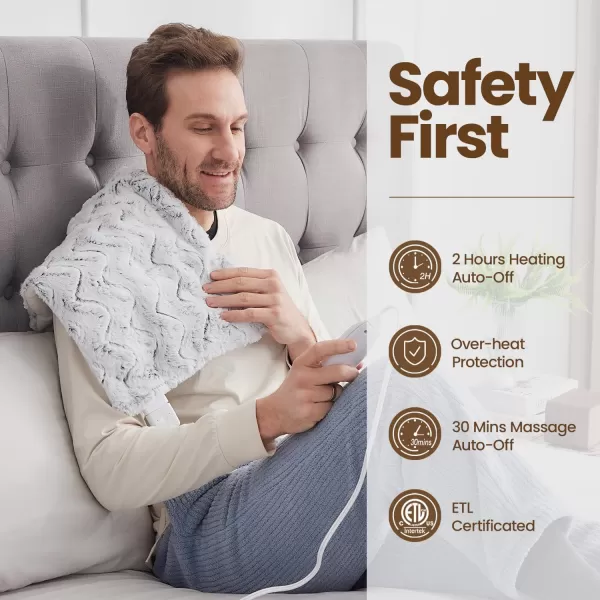 Bearhug Heating Pad with Massager 1733 Vibrating Heating Pad for Back Leg Shoulder Pain 4 Massage Modes and Heat Levels 2H Auto ShutOff Targeted Relief for Soft Faux FurDreamy Milky Way
