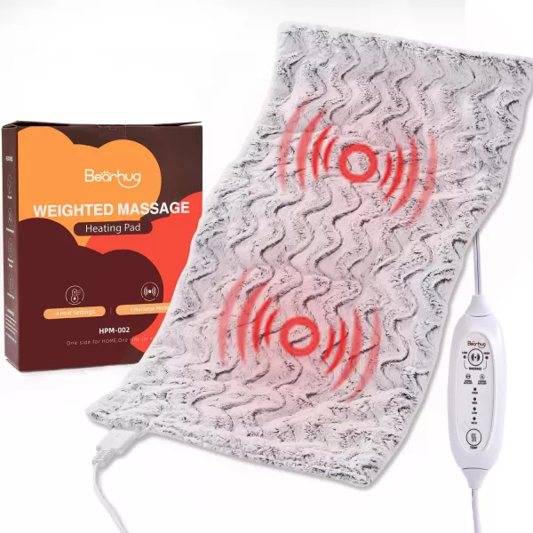 Bearhug Heating Pad with Massager 1733 Vibrating Heating Pad for Back Leg Shoulder Pain 4 Massage Modes and Heat Levels 2H Auto ShutOff Targeted Relief for Soft Faux FurDreamy Milky Way
