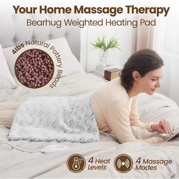 Bearhug Heating Pad with Massager 1733 Vibrating Heating Pad for Back Leg Shoulder Pain 4 Massage Modes and Heat Levels 2H Auto ShutOff Targeted Relief for Soft Faux FurDreamy Milky Way