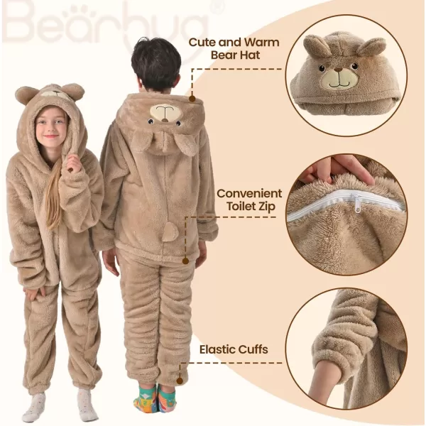 Bearhug Wearable Blanket Hoodie for Adult Soft Cozy Fleece Bear Costume Animal Onesies Pajamas Halloween Christmas Cosplay Costume for Parent M2Brown