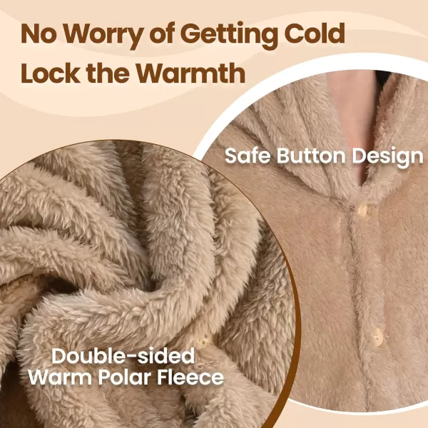 Bearhug Wearable Blanket Hoodie for Adult Soft Cozy Fleece Bear Costume Animal Onesies Pajamas Halloween Christmas Cosplay Costume for Parent M2Brown