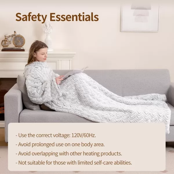 Bearhug Wearable Heated Blanket with Foot Pockets ampamp Sleeves  Faux Fur ampamp Sherpa Heated Snuggle Blanket for Bed ampamp Sofa 6 Heating Levels 4H AutoOff ETL Certified Machine Washable 50  70quot18quotDreamy Milky Way With Sleeves
