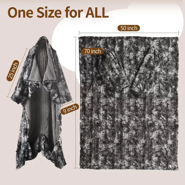 Bearhug Wearable Heated Blanket with Foot Pockets ampamp Sleeves  Faux Fur ampamp Sherpa Heated Snuggle Blanket for Bed ampamp Sofa 6 Heating Levels 4H AutoOff ETL Certified Machine Washable 50  70quot18quotMarble Black With Sleeves