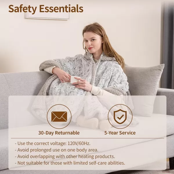 Bearhug Wearable Heated Blanket with Foot Pockets ampamp Sleeves  Faux Fur ampamp Sherpa Heated Snuggle Blanket for Bed ampamp Sofa 6 Heating Levels 4H AutoOff ETL Certified Machine Washable 50  70quot18quotDreamy Milky Way With Hoodie
