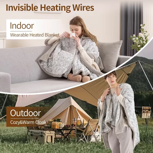 Bearhug Wearable Heated Blanket with Foot Pockets ampamp Sleeves  Faux Fur ampamp Sherpa Heated Snuggle Blanket for Bed ampamp Sofa 6 Heating Levels 4H AutoOff ETL Certified Machine Washable 50  70quot18quotDreamy Milky Way With Hoodie