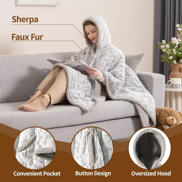 Bearhug Wearable Heated Blanket with Foot Pockets ampamp Sleeves  Faux Fur ampamp Sherpa Heated Snuggle Blanket for Bed ampamp Sofa 6 Heating Levels 4H AutoOff ETL Certified Machine Washable 50  70quot18quotDreamy Milky Way With Hoodie