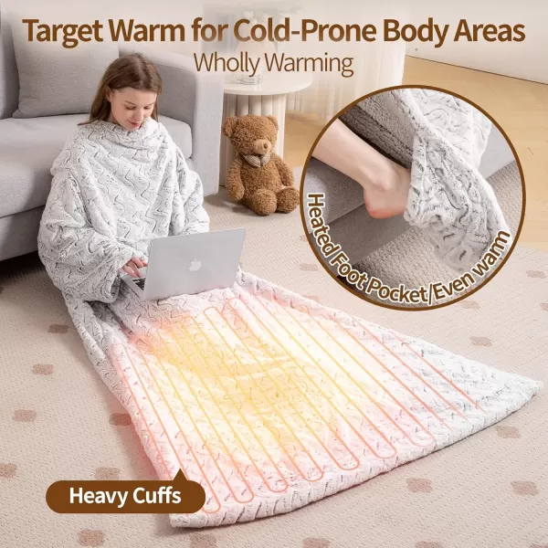 Bearhug Wearable Heated Blanket with Foot Pockets ampamp Sleeves  Faux Fur ampamp Sherpa Heated Snuggle Blanket for Bed ampamp Sofa 6 Heating Levels 4H AutoOff ETL Certified Machine Washable 50  70quot18quotDreamy Milky Way With Sleeves