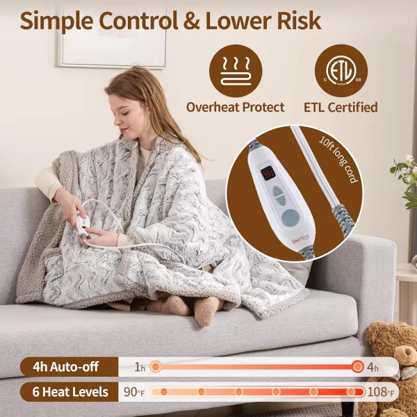 Bearhug Wearable Heated Blanket with Foot Pockets ampamp Sleeves  Faux Fur ampamp Sherpa Heated Snuggle Blanket for Bed ampamp Sofa 6 Heating Levels 4H AutoOff ETL Certified Machine Washable 50  70quot18quotDreamy Milky Way With Hoodie