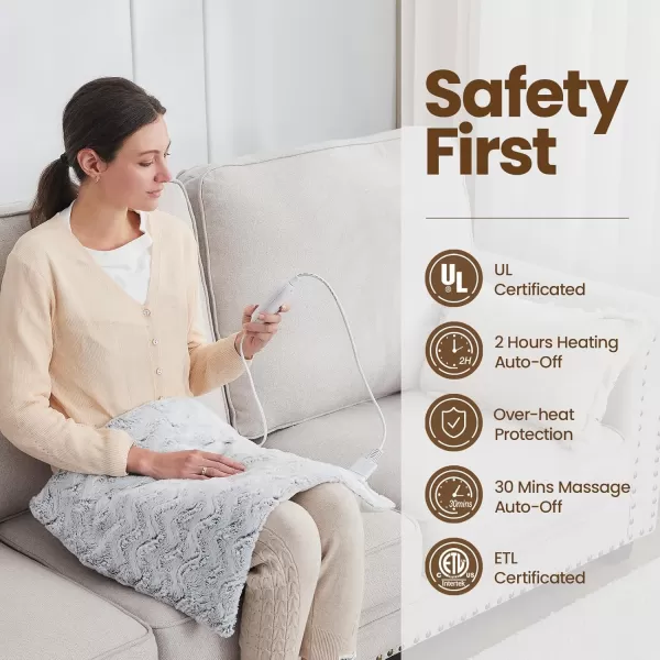 Bearhug Weighted Heating Pad Extended 2024 Electric Massaging Heating Pad for Back Pain Relief Natural Pottery Bead 4 Massage Modes and 4 Heat Settings 2H AutoOff 494LB Dreamy Milky Way