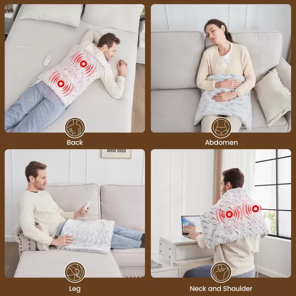 Bearhug Weighted Heating Pad Extended 2024 Electric Massaging Heating Pad for Back Pain Relief Natural Pottery Bead 4 Massage Modes and 4 Heat Settings 2H AutoOff 494LB Dreamy Milky Way