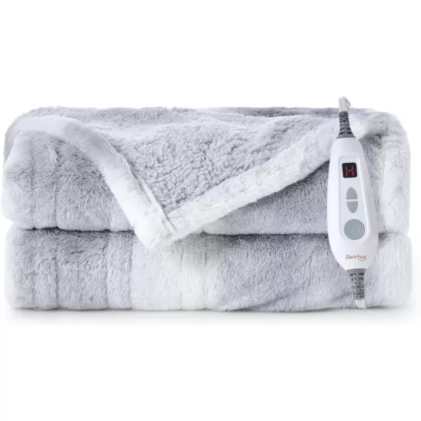 Bearhug Electric Blanket King Size 100quot x 90quot Dual Controller Heated Blanket Warm Faux Fur ampamp Soft Sherpa 10Heat Levels ampamp 112H Auto Off OverHeat Protect ETL Machine WashableMisty Peaks