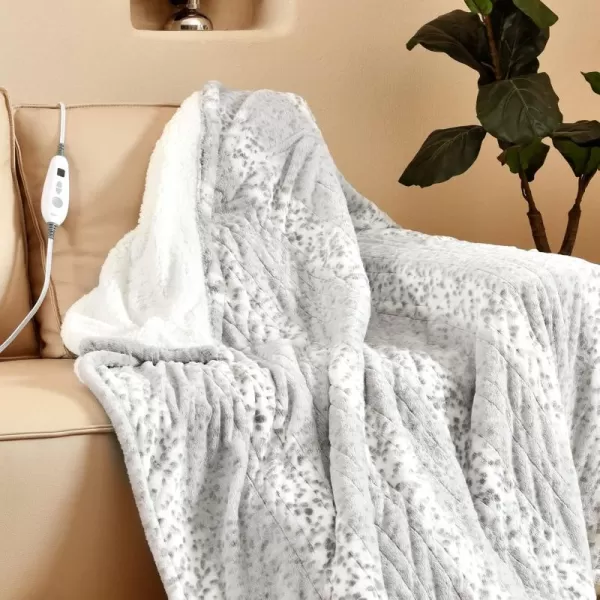 Bearhug Electric Heated Blanket Heating Blanket Throw Szie 50quot x 60quot Warm Blanket Heated Blanket Gift Reversible Faux Fur ampamp Sherpa 6 Heating Levels ampamp 4H Auto Off OverHeat Protect ETL CertificationSnow Leopard