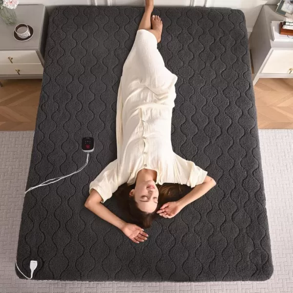 Bearhug Electric Heated Mattress Pads King Size Dual Controllers 7880 Waterproof Bed Warmer 21 Deep Pocket 10 Heat Settings 12Hour Timer Machine Washable WhiteGray Sherpa