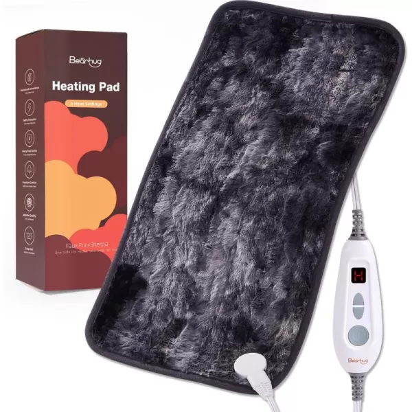Bearhug Electric Heating Pad Large Heat Pad XXL Size DoubleSided Faux Fur Heated Pad 6 Temp Settings and 2H AutoOff EnlargedampampExtended 1733 to Cover The Full Back EUampampETL CertifiedMarble Black
