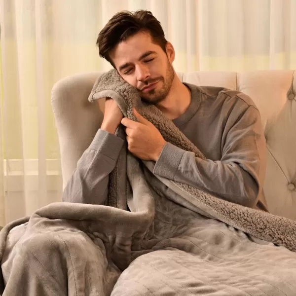 Bearhug Heated Throw Blanket Fast Heating Electric Blanket Over Heat Protect and ETC Certified GrayVelvet ampamp Sherpa Twin Size 62quot  84quotTaupevelvet  Sherpa