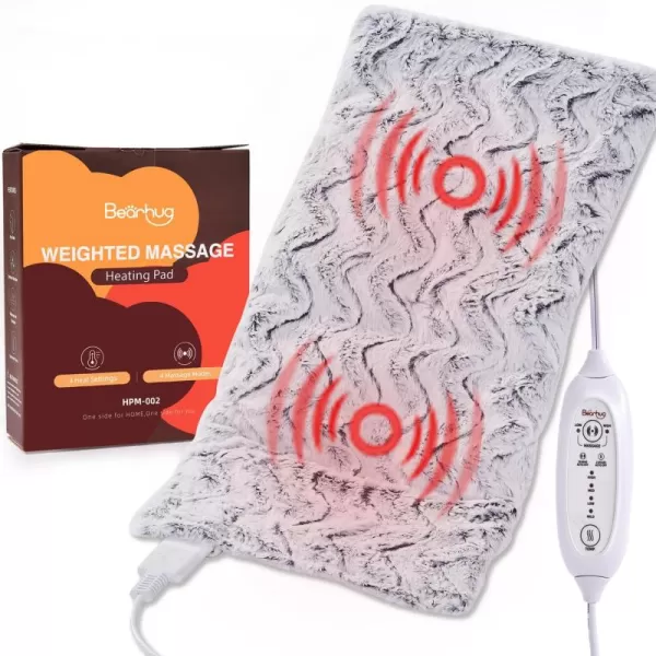Bearhug Heating Pad with Massager 1733 Vibrating Heating Pad for Back Leg Shoulder Pain 4 Massage Modes and Heat Levels 2H Auto ShutOff Targeted Relief for Soft Faux FurDreamy Milky Way