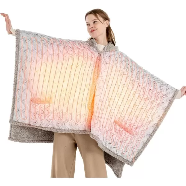 Bearhug Wearable Heated Blanket with Foot Pockets ampamp Sleeves  Faux Fur ampamp Sherpa Heated Snuggle Blanket for Bed ampamp Sofa 6 Heating Levels 4H AutoOff ETL Certified Machine Washable 50  70quot18quotDreamy Milky Way With Hoodie