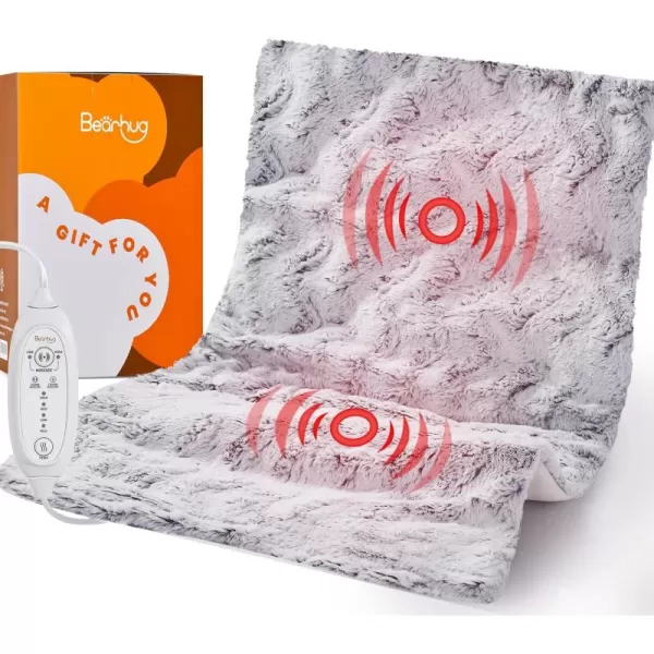 Bearhug Weighted Heating Pad Extended 2024 Electric Massaging Heating Pad for Back Pain Relief Natural Pottery Bead 4 Massage Modes and 4 Heat Settings 2H AutoOff 494LB Dreamy Milky Way