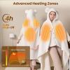 imageBearbug Cordless Heated Blanket Portable Wearable Electric Heated Blanket Shawl Hoodie Battery Operated with Power Bank Car Charger Dc Adapter 3 Heating Level Machine WashableCream Corded Plugin