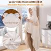 imageBearbug Cordless Heated Blanket Portable Wearable Electric Heated Blanket Shawl Hoodie Battery Operated with Power Bank Car Charger Dc Adapter 3 Heating Level Machine WashableCream Cordless With Power Bank