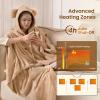imageBearbug Cordless Heated Blanket Portable Wearable Electric Heated Blanket Shawl Hoodie Battery Operated with Car Charger DC Adapter 3 Heating Level Machine Washable