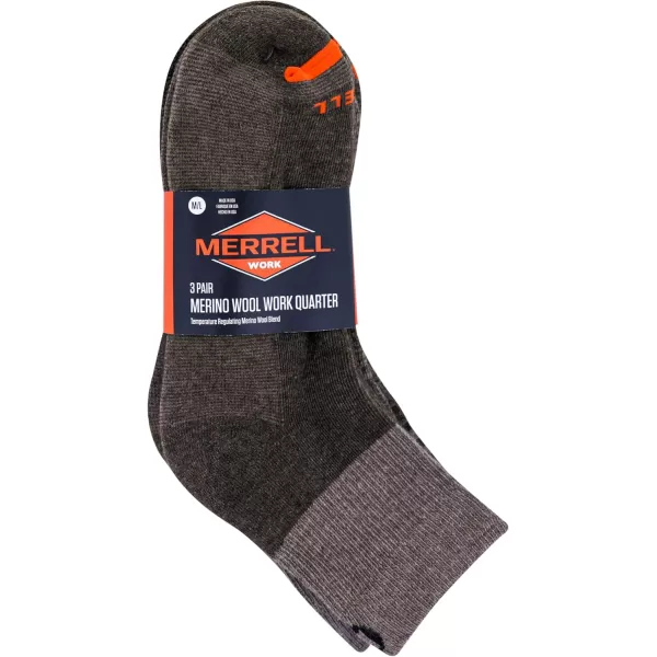 imageMerrell Mens and Womens Merino Wool Work Socks3 Pair PackArch SupportAnkle  Brown