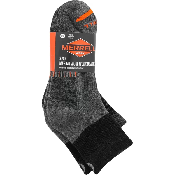 imageMerrell Mens and Womens Merino Wool Work Socks3 Pair PackArch SupportAnkle  Charcoal