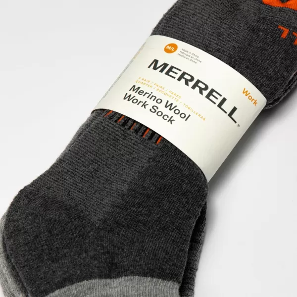 imageMerrell Mens and Womens Merino Wool Work Socks3 Pair PackArch SupportAnkle  Light Gray