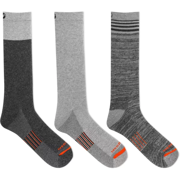 imageMerrell Mens and Womens Merino Wool Work Socks3 Pair PackArch SupportCrew  Light Gray