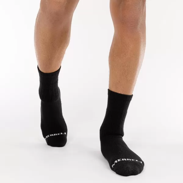 imageMerrell Mens and Womens Thermal Hiking Crew Socks4 Pair PackUnisex Arch Support Band and Wool BlendBlack