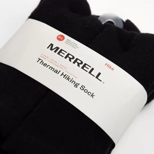 imageMerrell Mens and Womens Thermal Hiking Crew Socks4 Pair PackUnisex Arch Support Band and Wool BlendBlack