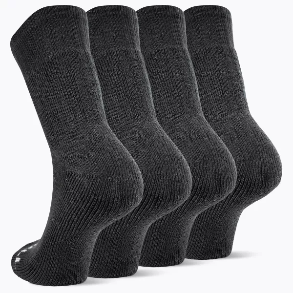 imageMerrell Mens and Womens Thermal Hiking Crew Socks4 Pair PackUnisex Arch Support Band and Wool BlendBlack
