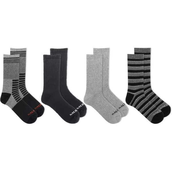 imageMerrell Mens and Womens Thermal Hiking Crew Socks4 Pair PackUnisex Arch Support Band and Wool BlendBlack Assorted