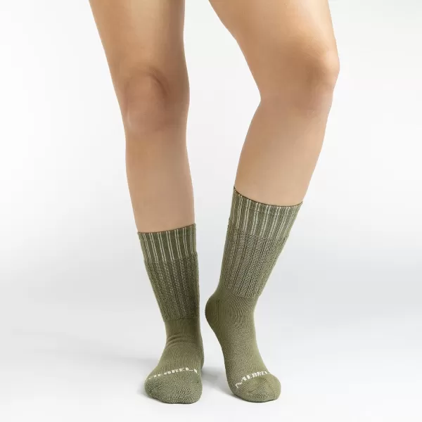 imageMerrell Mens and Womens Thermal Hiking Crew Socks4 Pair PackUnisex Arch Support Band and Wool BlendGray Assorted