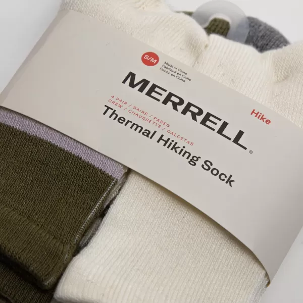 imageMerrell Mens and Womens Thermal Hiking Crew Socks4 Pair PackUnisex Arch Support Band and Wool BlendGray Assorted