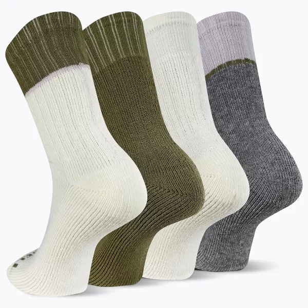 imageMerrell Mens and Womens Thermal Hiking Crew Socks4 Pair PackUnisex Arch Support Band and Wool BlendGray Assorted