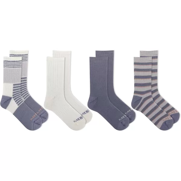 imageMerrell Mens and Womens Thermal Hiking Crew Socks4 Pair PackUnisex Arch Support Band and Wool BlendStripe Assorted