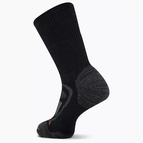 imageMerrell Mens and Womens Zoned Cushioned Wool Hiking Crew Socks1 Pair PackBreathable Arch SupportBlack