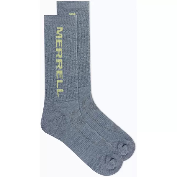 imageMerrell Mens and Womens Zoned Cushioned Wool Hiking Crew Socks1 Pair PackBreathable Arch SupportBlue Logo