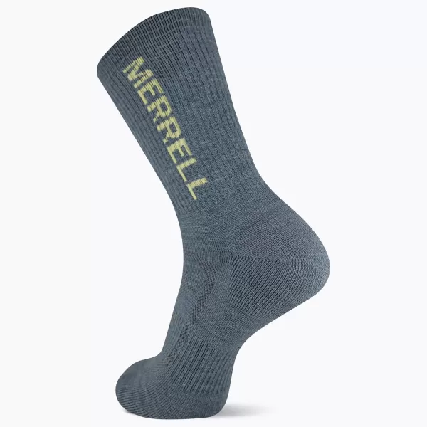 imageMerrell Mens and Womens Zoned Cushioned Wool Hiking Crew Socks1 Pair PackBreathable Arch SupportBlue Logo