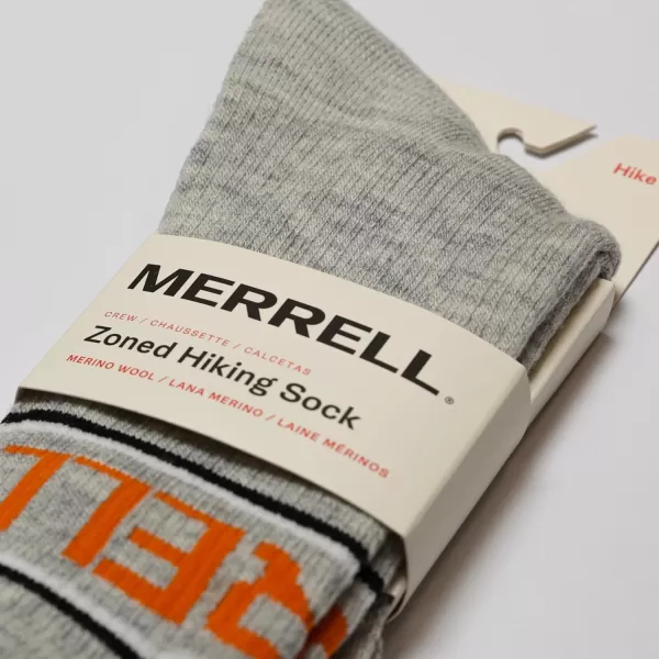 imageMerrell Mens and Womens Zoned Cushioned Wool Hiking Crew Socks1 Pair PackBreathable Arch SupportGray