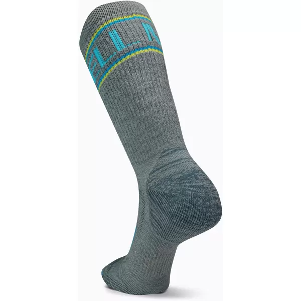 imageMerrell Mens and Womens Zoned Cushioned Wool Hiking Crew Socks1 Pair PackBreathable Arch SupportGrayBlue